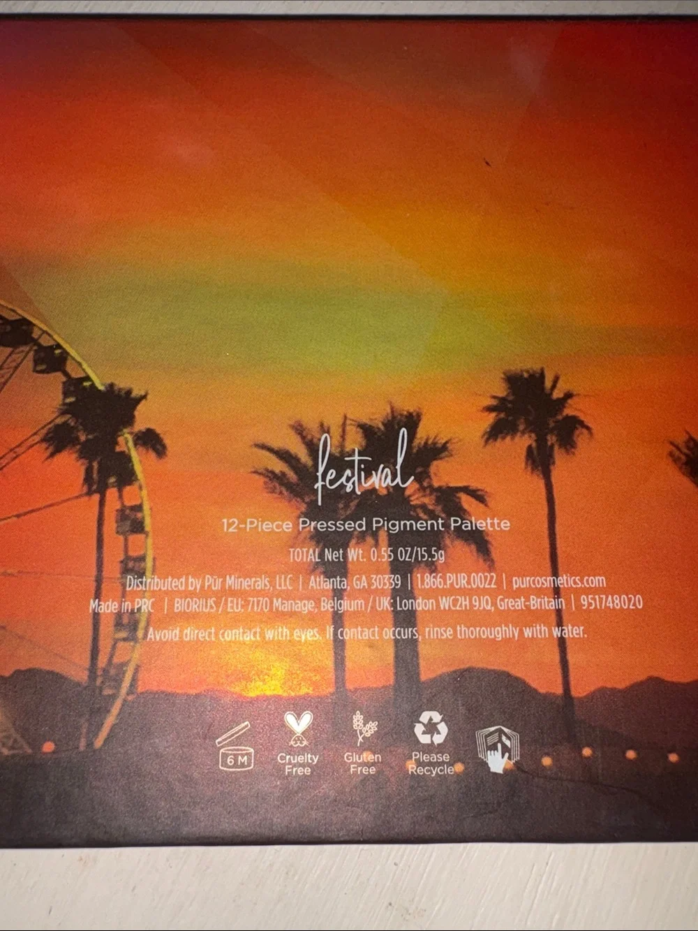 Pür Minerals Festival Eyeshadow Palette - Orange, Pink, Yellow NWOT